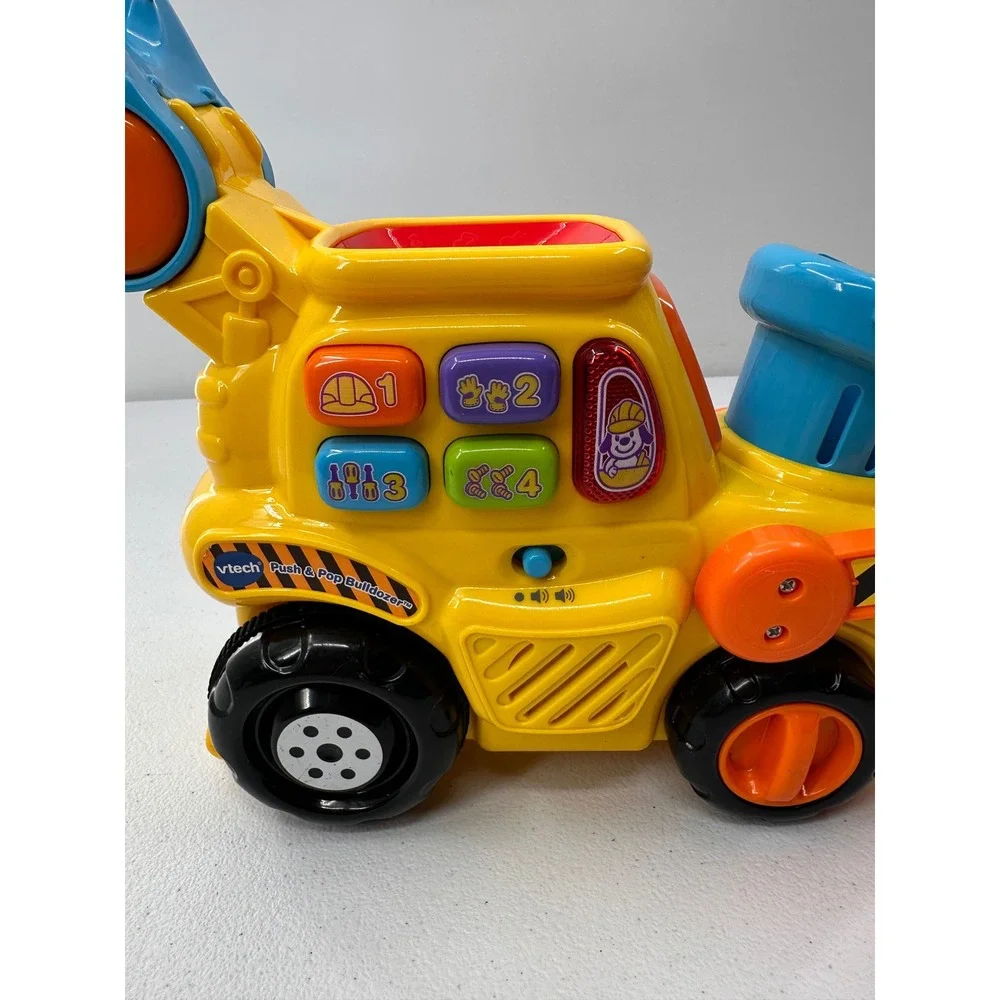VTech Push and Pop Bulldozer Toddler Learning Toy Yellow Construction Truck Kids